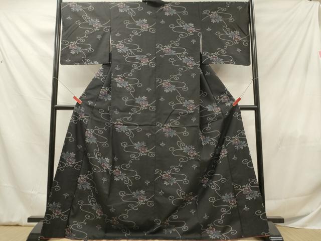 平和屋着物■上質な紬 花唐草文 正絹 逸品 DABF6022zy