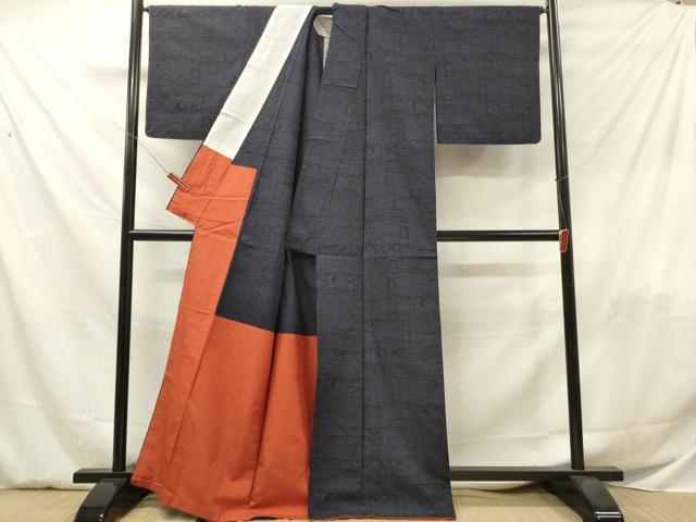 平和屋着物■結城紬 胴抜き仕立て 抽象文様 正絹 逸品 DABF6023zy