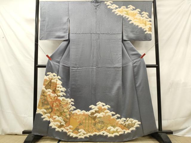 平和屋着物■訪問着 駒刺繍 切嵌め吉祥花松文 金彩 正絹 逸品 DABF6026zy