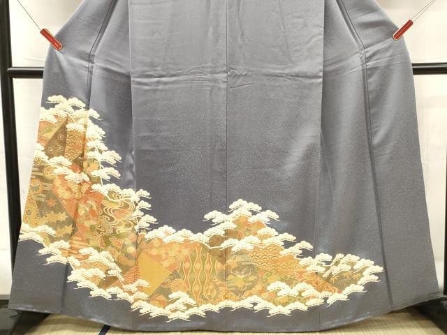 平和屋着物■訪問着 駒刺繍 切嵌め吉祥花松文 金彩 正絹 逸品 DABF6026zy