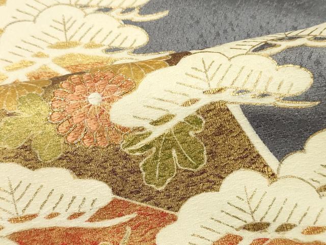 平和屋着物■訪問着 駒刺繍 切嵌め吉祥花松文 金彩 正絹 逸品 DABF6026zy
