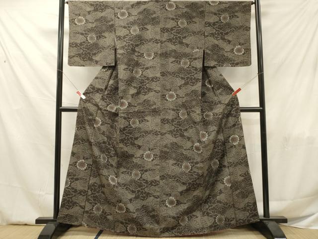 平和屋着物■上質な紬 舞菊文 正絹 逸品 DABF6028zy