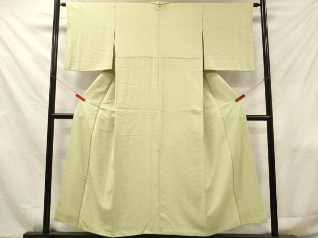 平和屋着物■上質な色無地 霞地紋 若芽色 正絹 逸品 DABF6030zy