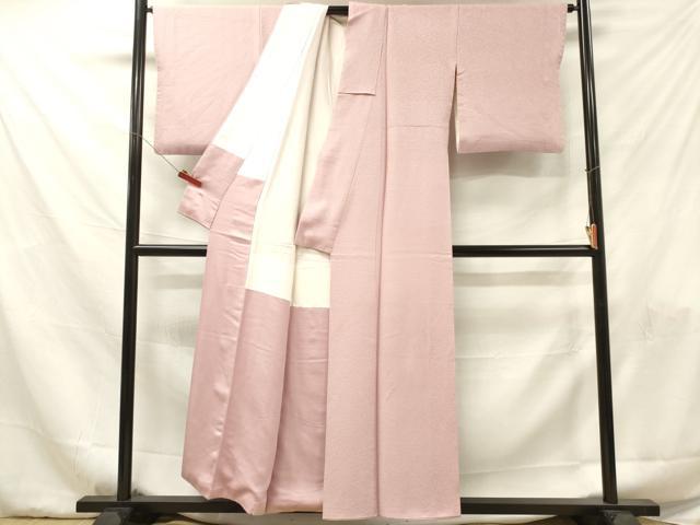 平和屋着物■上質な色無地 堅牢染 氷割れ地紋 水柿色 反端付き 正絹 逸品 DABF6047zy
