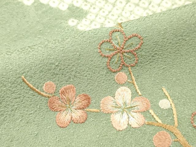 平和屋着物■中国三大刺繍 相良刺繍 訪問着 絞り 七宝草花文 大丸扱い 正絹 逸品 DABF6050zy