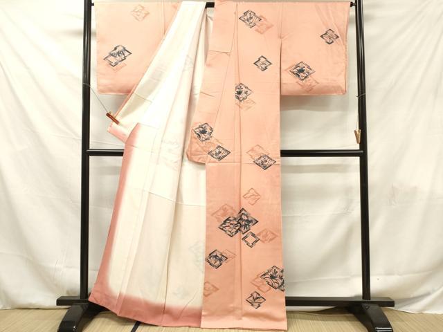 平和屋着物■上質な小紋 松皮菱草花文 正絹 逸品 DABF6062zy