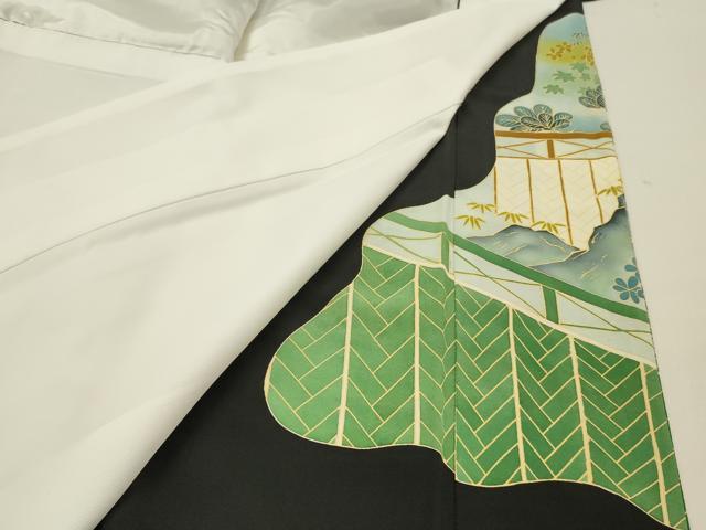 平和屋着物■豪華黒留袖 駒刺繍 草葉文 暈し染め 金彩 正絹 逸品 DABF6072zy