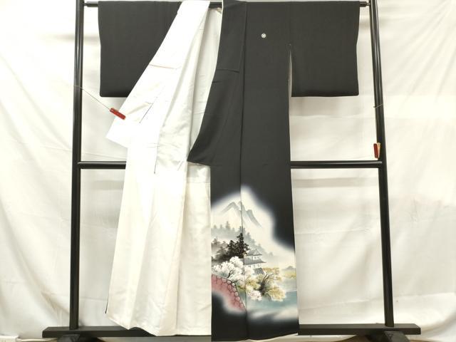 平和屋着物■豪華黒留袖 作家物 手描き 風景文 暈し染め 正絹 逸品 DABF6076zy