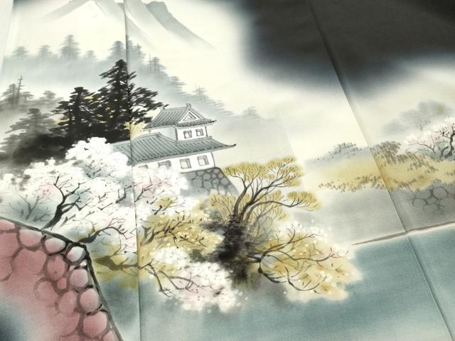 平和屋着物■豪華黒留袖 作家物 手描き 風景文 暈し染め 正絹 逸品 DABF6076zy