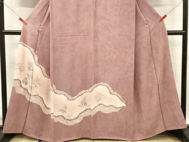 平和屋着物■訪問着 手描き 絞り 草花文 正絹 逸品 DABF6082zy