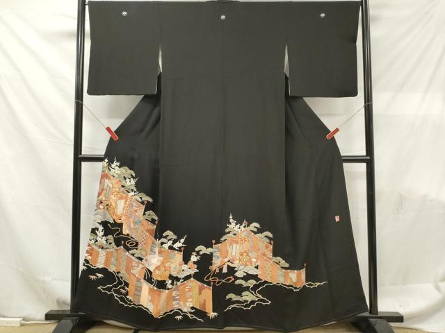 平和屋着物■豪華黒留袖 作家物 駒刺繍 御所車几帳文 松竹梅 金彩 正絹 逸品 DABF6094zy