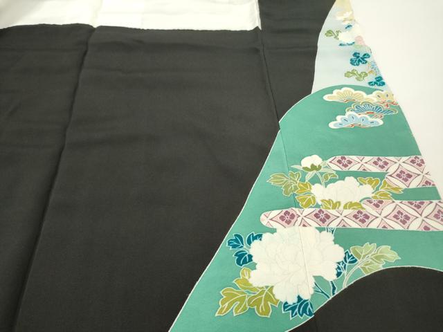 平和屋着物■豪華黒留袖 駒刺繍 遠山草花文 ロング丈 正絹 逸品 DABF6095zy