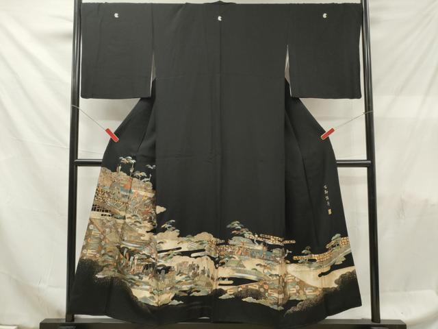 平和屋着物■豪華黒留袖 作家物 古都絵巻 金銀彩 正絹 逸品 DABF6097zy