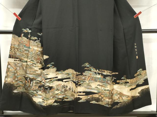 平和屋着物■豪華黒留袖 作家物 古都絵巻 金銀彩 正絹 逸品 DABF6097zy