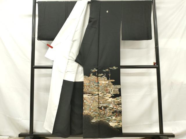 平和屋着物■豪華黒留袖 作家物 古都絵巻 金銀彩 正絹 逸品 DABF6097zy