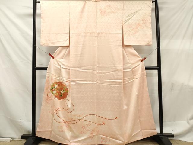 平和屋着物■訪問着 駒刺繍 文箱草花文 暈し染め 金彩 正絹 逸品 DABF6099zy