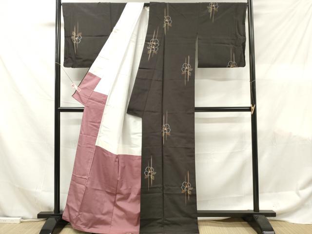 平和屋着物■上質な紬 ツバキ 椿 正絹 逸品 DABF6101zy