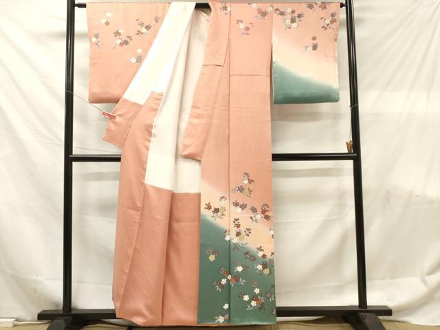 平和屋着物■訪問着 枝桜文 暈し染め 金彩 正絹 逸品 DABF6105zy