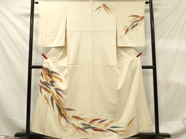 平和屋着物■訪問着 駒刺繍 笹の葉文 金彩 正絹 逸品 DABF6109zy