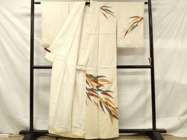 平和屋着物■訪問着 駒刺繍 笹の葉文 金彩 正絹 逸品 DABF6109zy