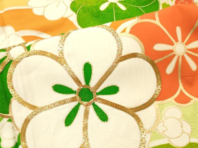 平和屋着物■豪華振袖 駒刺繍 枝梅文 金彩 正絹 逸品 DABF6119zy