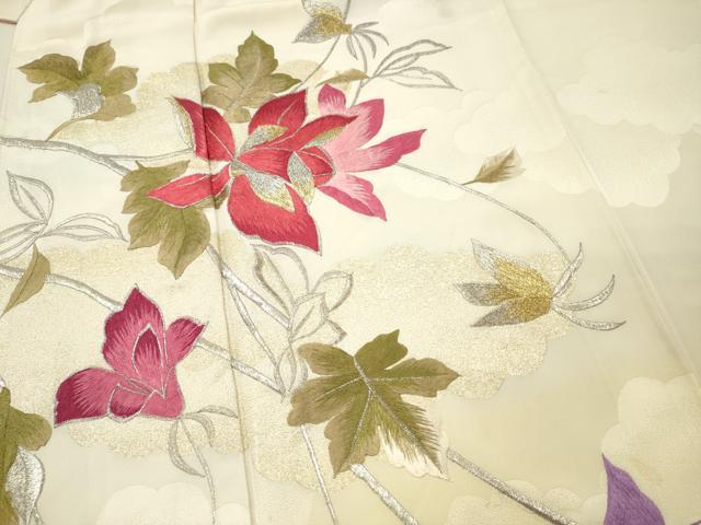 平和屋着物■豪華振袖 刺繍 草花文 暈し染め 金銀糸 正絹 逸品 DABF6120zy