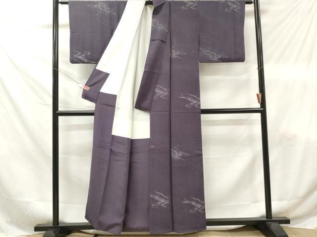 平和屋着物■上質な小紋 寿光織 流水文 銀糸 正絹 逸品 未使用 DABF6123zy