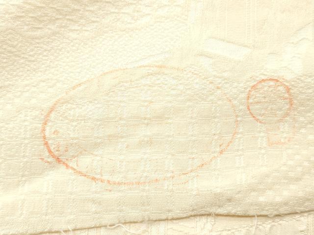 平和屋着物▼羽織・コート 白生地 反物 羽尺 御所車地紋 生成り色 逸品 未使用 DABF6264zy