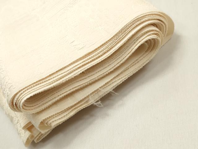 平和屋着物▼羽織・コート 白生地 反物 羽尺 御所車地紋 生成り色 逸品 未使用 DABF6264zy