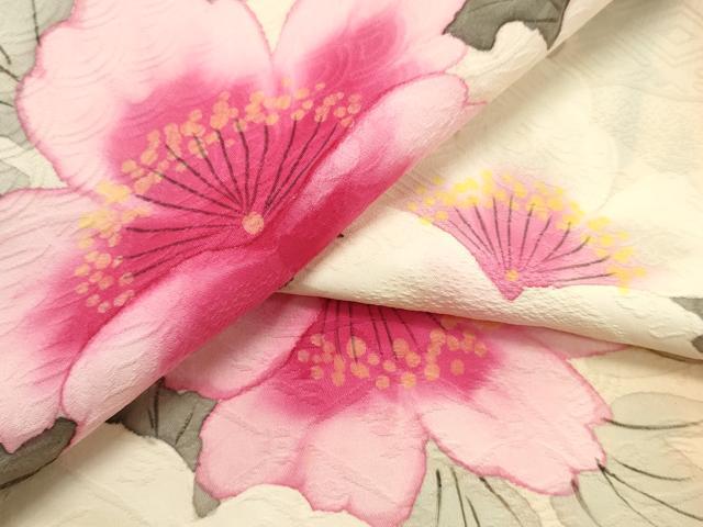 平和屋着物▼付下げ 解き反物 着尺 手描き 枝花文 暈し染め 八掛付き 逸品 DABF6377zy