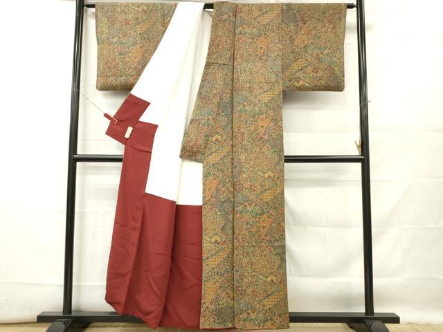 平和屋着物■更勝 小紋 切り嵌め草花文 鬼しぼ縮緬 正絹 逸品 DABF6477zy