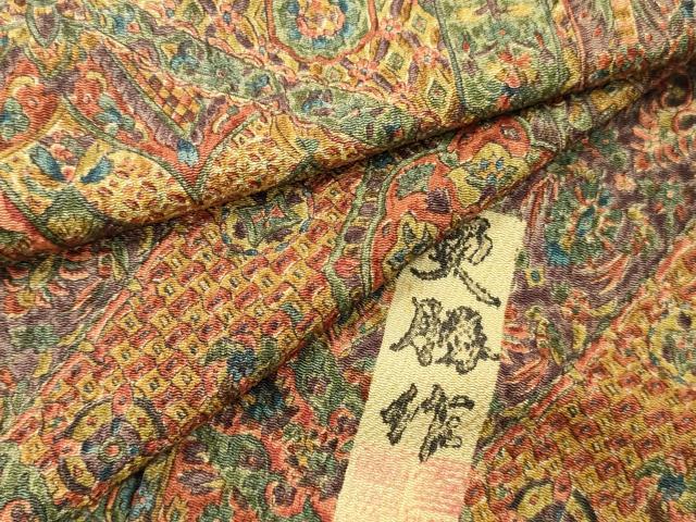 平和屋着物■更勝 小紋 切り嵌め草花文 鬼しぼ縮緬 正絹 逸品 DABF6477zy