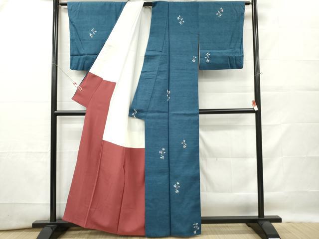 平和屋着物■上質な小紋 紬地 枝花文 正絹 逸品 DABF6488zy