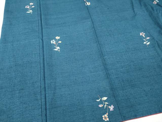 平和屋着物■上質な小紋 紬地 枝花文 正絹 逸品 DABF6488zy