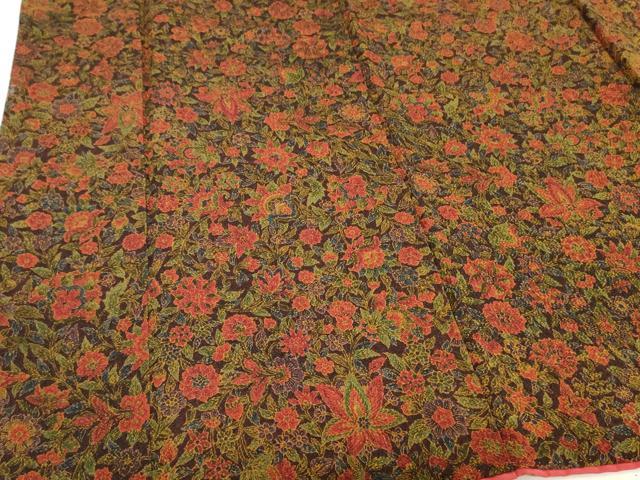 平和屋着物■上質な小紋 更紗花文 鬼しぼ縮緬 正絹 逸品 DABF6497zy