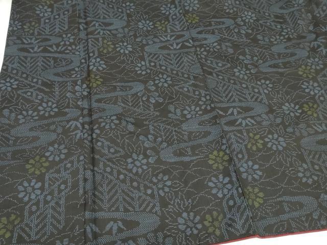 平和屋着物■本場大島紬 流水草花文 正絹 逸品 DABF6499zy