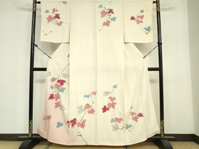 平和屋着物■訪問着 枝葉文 暈し染め 金彩 正絹 逸品 DABF6515zy