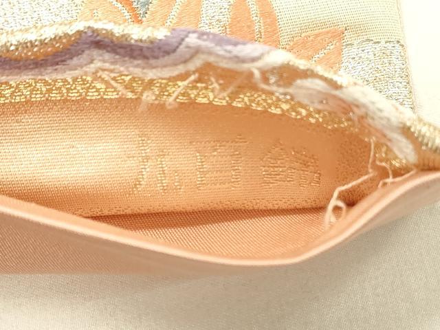 平和屋着物◎六通柄袋帯 唐織 九百錦 扇面御所車 金銀糸 正絹 逸品 DABF6563qp