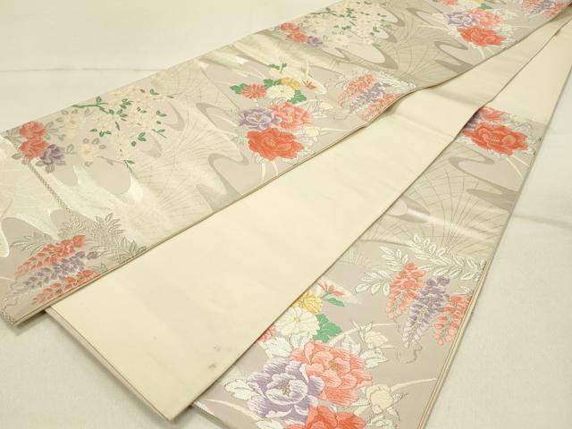 平和屋着物◎六通柄袋帯 唐織 流水花文 粋美 金銀糸 正絹 逸品 DABF6637qp