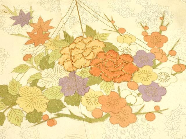 平和屋着物■訪問着 駒刺繍 草花文 金彩 正絹 逸品 DABF6809qp