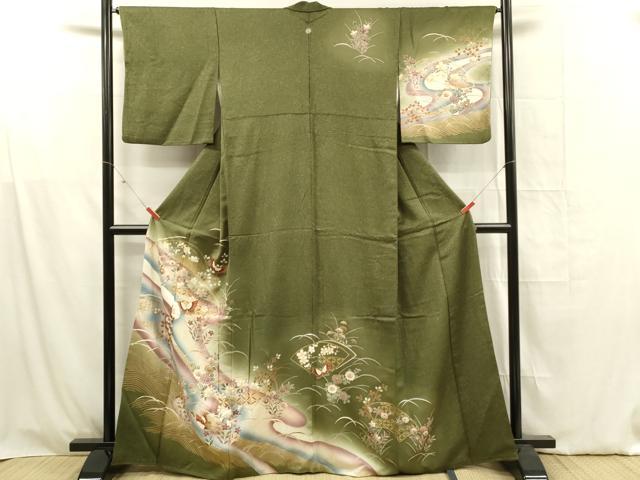 平和屋着物■訪問着 舞蝶花文 暈し染め 金彩 正絹 逸品 DABF6811qp