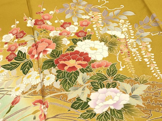 平和屋着物■豪華振袖 草花文 暈し染め 金彩 正絹 逸品 DABF6826qp
