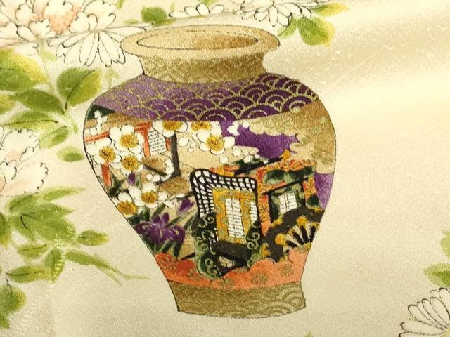 平和屋着物■上質な小紋 陶器御所車花文 金彩 正絹 逸品 DABF6913qp