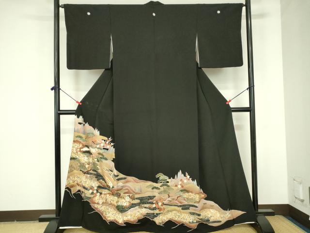 平和屋着物■豪華黒留袖 風景文 金銀彩 正絹 逸品 DABF6921qp