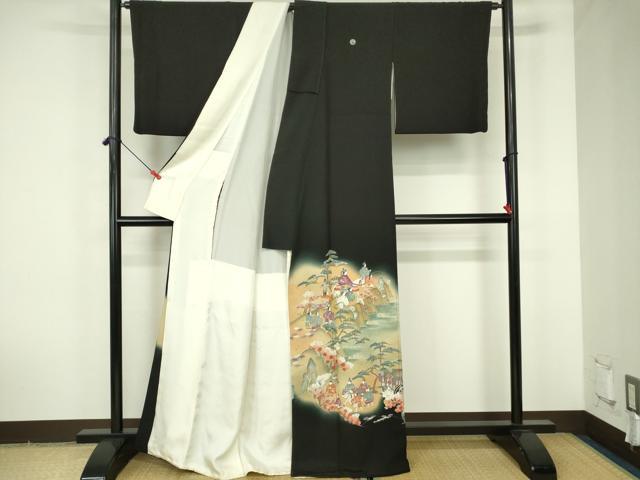 平和屋着物■豪華黒留袖 作家物 寿光織 人物風景文 暈し染め 金糸 正絹 逸品 DABF6933qp