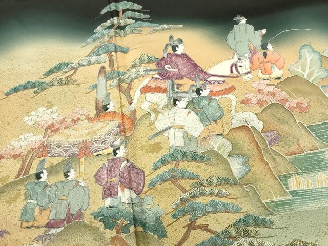 平和屋着物■豪華黒留袖 作家物 寿光織 人物風景文 暈し染め 金糸 正絹 逸品 DABF6933qp