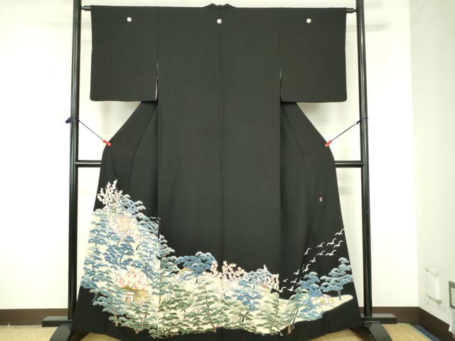 平和屋着物■豪華黒留袖 作家物 風景花文 金彩 正絹 逸品 DABF6934qp