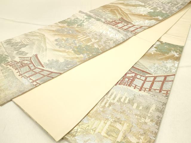 平和屋着物◎六通柄袋帯 京名所 プラチナ二重箔 正絹 逸品 DABF6963qp