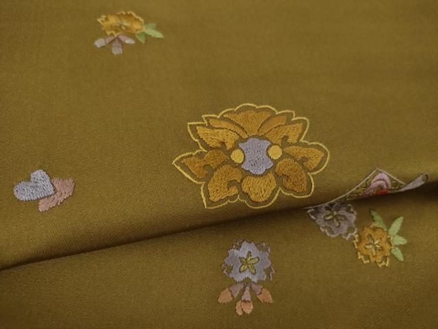 平和屋着物▼中国三大刺繍 スワトウ刺繍 汕頭刺繍 総刺繍 九寸名古屋帯 舞花文 刀 金糸 正絹 逸品 DABF7158ps