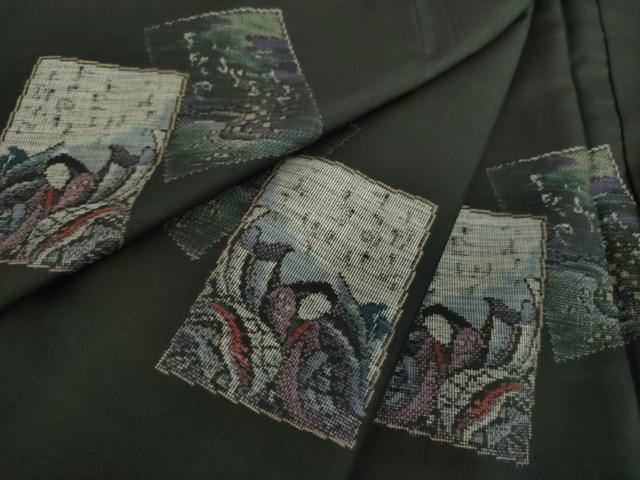 平和屋着物●本場大島紬 9マルキ 地空 百人一首 カルタ 正絹 逸品 未使用 DABF7193ps